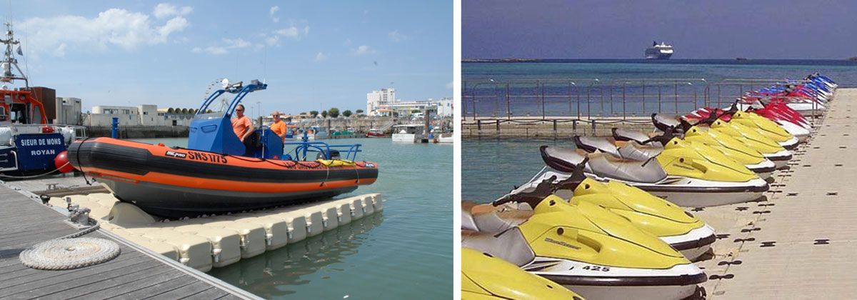 Piattaforme galleggianti per alaggio barche e gommoni e moto d'acqua